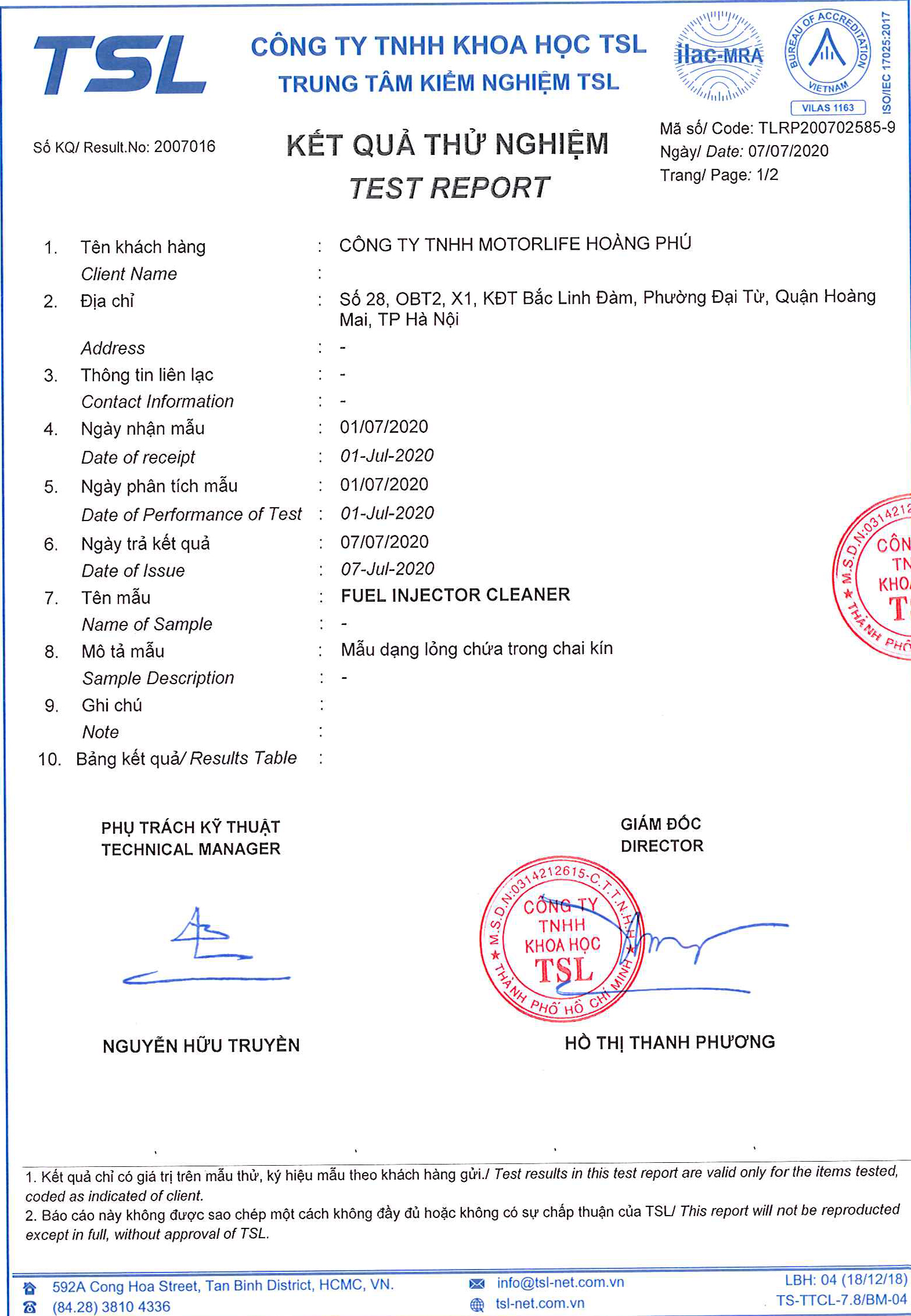 Kiểm định Fuel Injector Cleaner