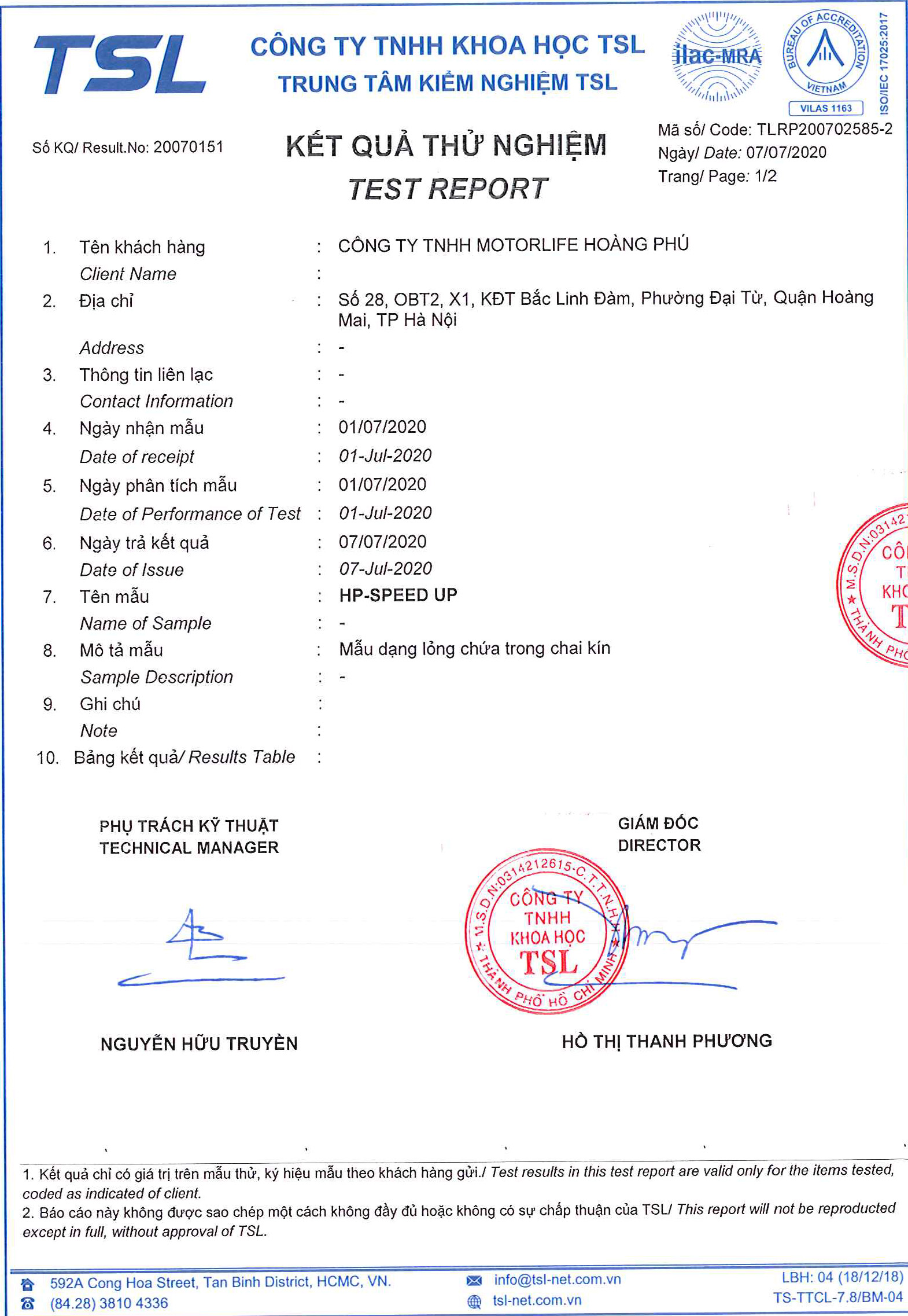 Kiểm định HP Speed Up
